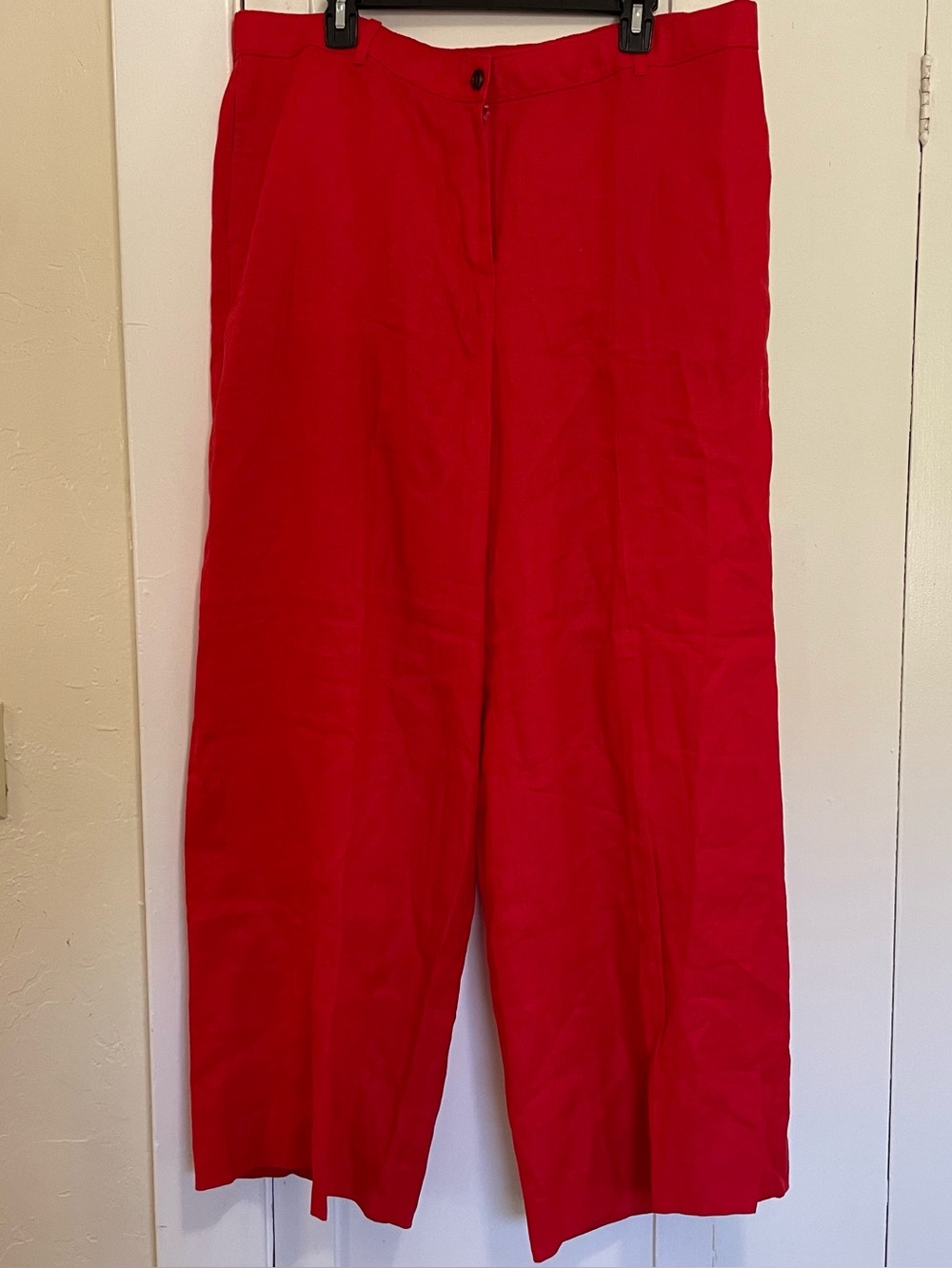 J. Crew Linen Harbor pant Bright Red Wide-Leg Pants xxl